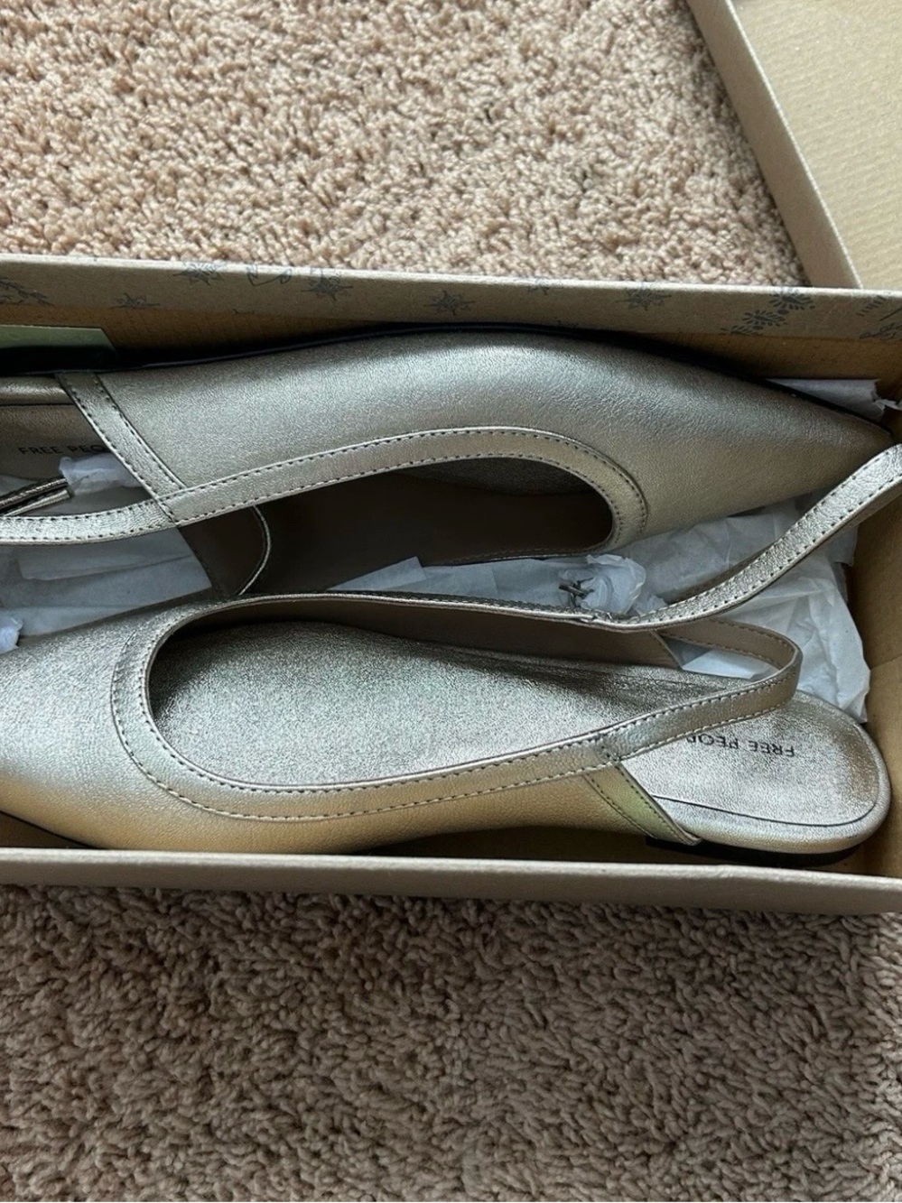 Free People Jules Point Wrap Gold Metallic Flat 9.5 Formal Party Wedding READ